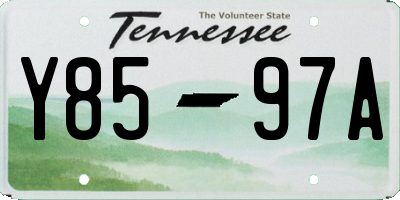 TN license plate Y8597A