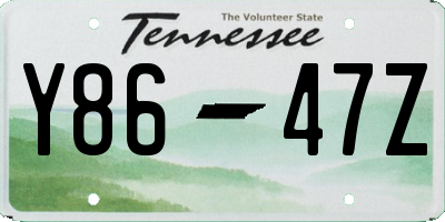 TN license plate Y8647Z