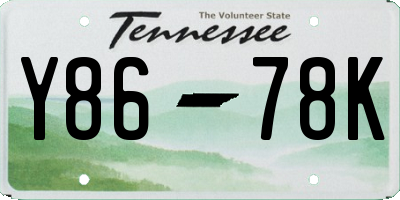 TN license plate Y8678K