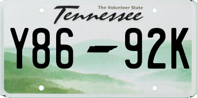 TN license plate Y8692K