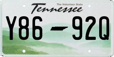 TN license plate Y8692Q