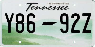 TN license plate Y8692Z