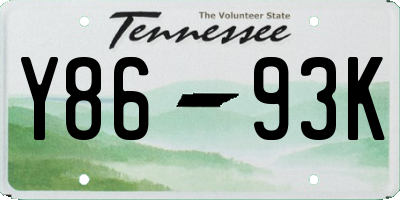 TN license plate Y8693K