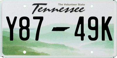 TN license plate Y8749K