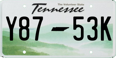 TN license plate Y8753K