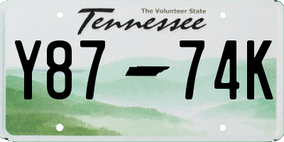 TN license plate Y8774K