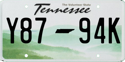 TN license plate Y8794K