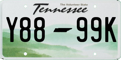TN license plate Y8899K