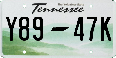 TN license plate Y8947K
