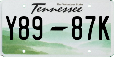 TN license plate Y8987K