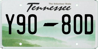TN license plate Y9080D