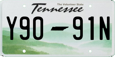 TN license plate Y9091N