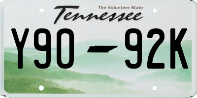 TN license plate Y9092K