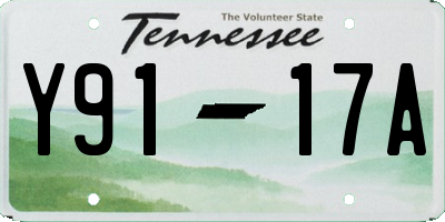 TN license plate Y9117A