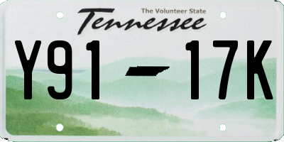 TN license plate Y9117K