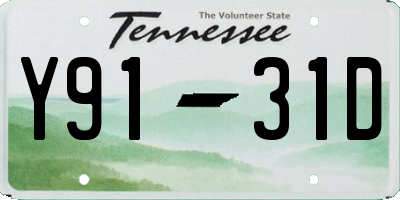 TN license plate Y9131D