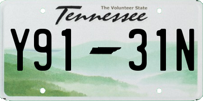 TN license plate Y9131N