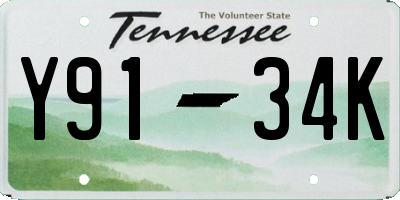 TN license plate Y9134K