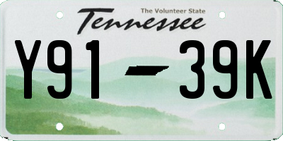 TN license plate Y9139K