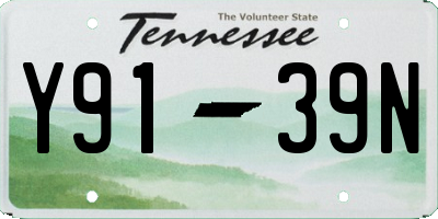 TN license plate Y9139N