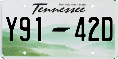 TN license plate Y9142D