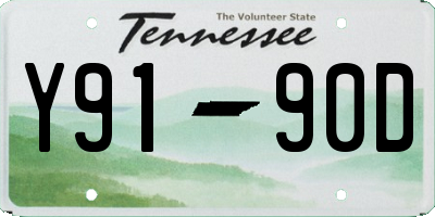 TN license plate Y9190D