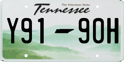TN license plate Y9190H