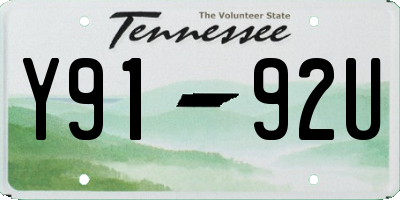 TN license plate Y9192U