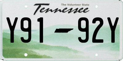 TN license plate Y9192Y