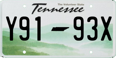 TN license plate Y9193X