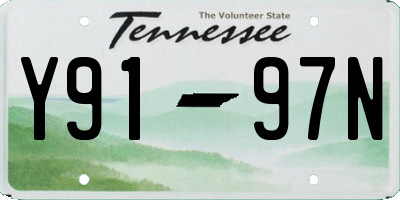 TN license plate Y9197N