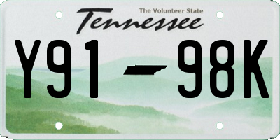 TN license plate Y9198K