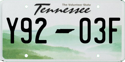 TN license plate Y9203F