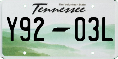TN license plate Y9203L