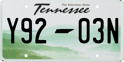 TN license plate Y9203N