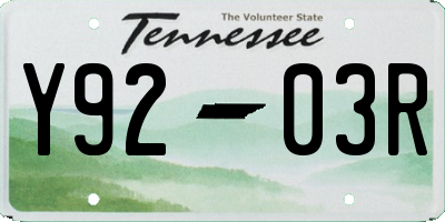 TN license plate Y9203R