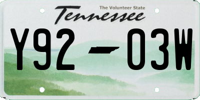 TN license plate Y9203W