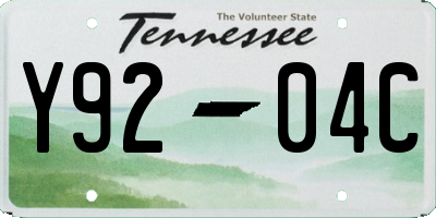 TN license plate Y9204C