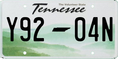 TN license plate Y9204N