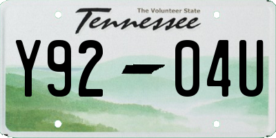 TN license plate Y9204U