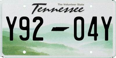 TN license plate Y9204Y