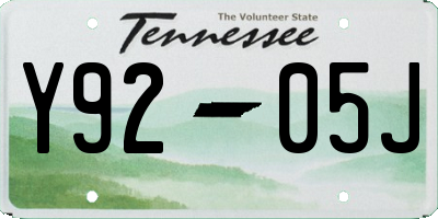 TN license plate Y9205J