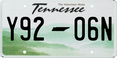 TN license plate Y9206N