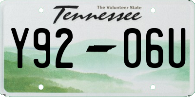 TN license plate Y9206U