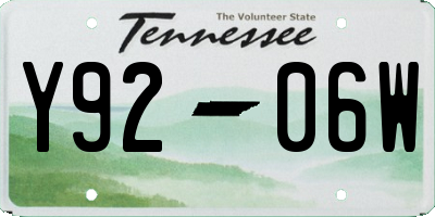 TN license plate Y9206W