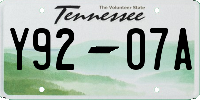 TN license plate Y9207A