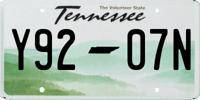 TN license plate Y9207N