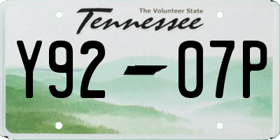 TN license plate Y9207P