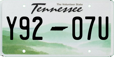 TN license plate Y9207U