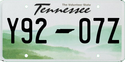 TN license plate Y9207Z